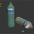 Transparent Mineral Water Bottles One Standing One Lying With Blue Label And Loose Cap
