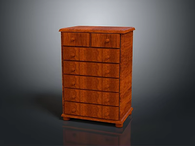 Classic Wooden Chest of Drawers With Multiple Drawers And Wood Grain Surface 3d model