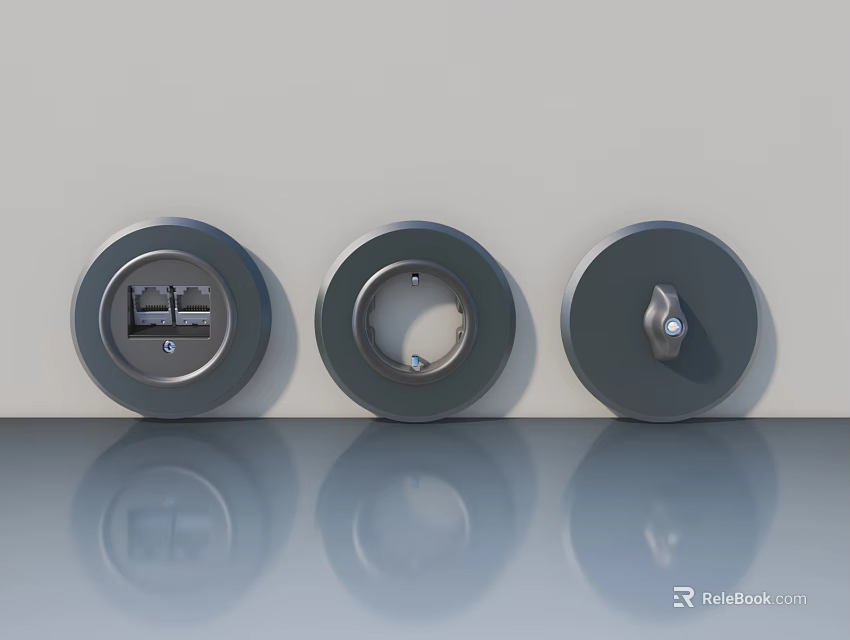 Swing Door Hardware Components Featuring Three Metal Lock Designs For Home Use 3d model 