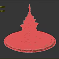 Ornate Garden Ornament Fountain With Multi Tiered Statue Top Decorative Base And Grass Flowers Around