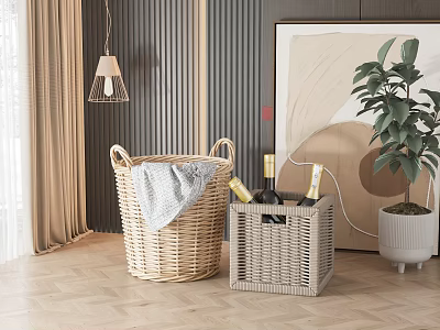 Woven Storage Baskets For Home Organization And Decor 3d model