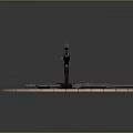 Vintage Military Rifles Displayed On Circular Wooden Platform With Striped Surface