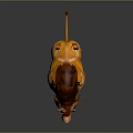 Vibrant Orange Boar with Red Mane White Tusks and Small Tail in 3D Design