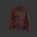 Gray Leather Biker Jacket With Zip Closure And Lapel Collar Design 3d model