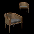 Modern Rattan Dining Chairs With Gold Metal Frame And Light Gray Cushion