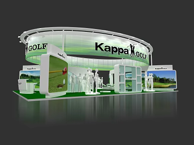 Kappa Golf Exhibition Booth With Green White Design And Mannequins 3d model