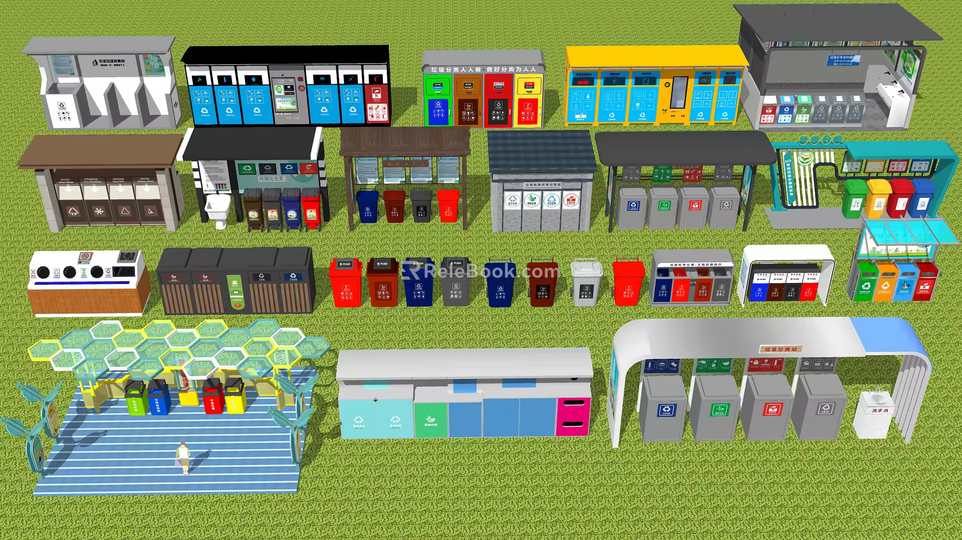 Modern trash can garbage station 3d model