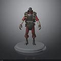 3D Character Model Standing On Circular Base With Red Outfit And Backpack
