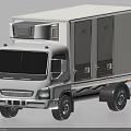White Refrigerated Cargo Truck With Top Mounted Refrigeration Unit And Side Doors 3d model