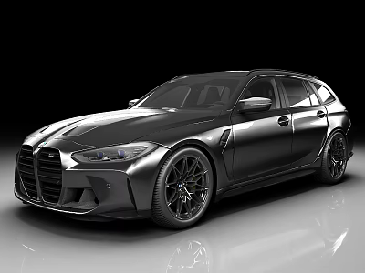 Black BMW M3 Touring Sporty Design With Streamlined Body And Black Alloy Wheels 3d model