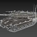 Detailed Military Tank With Long Cannon Tracks And Antennas On Gray Surface
