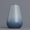 Indoor Green Plant in Modern Silver Blue Gradient Ceramic Vase with Metallic Finish