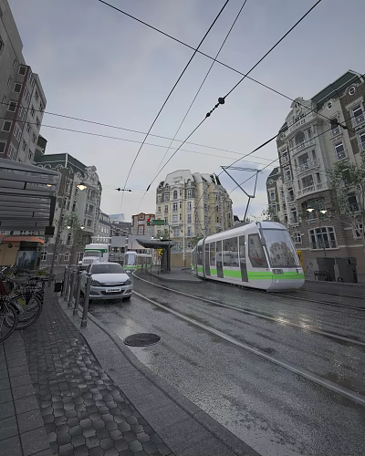 European street in Europe 3d model European street in Europe 3d model