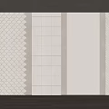 Modern Textured Wall Panels With Various Geometric Patterns Fish Scale Grid Vertical Stripe And Herringbone 3d model