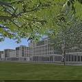 Modern High Rise Office Building With Glass Curtain Wall And Urban Street View