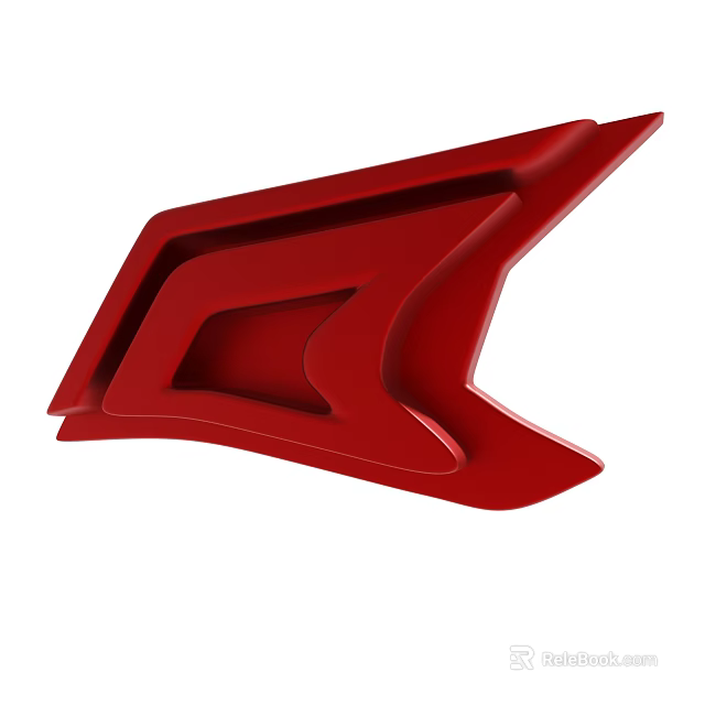 Red Abstract Geometric Shape Design Element With Sleek Curved Lines And Modern Styling 3d model