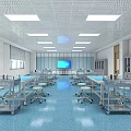 School Medical Training Operating Room With Surgical Lights And Modern Medical Equipment