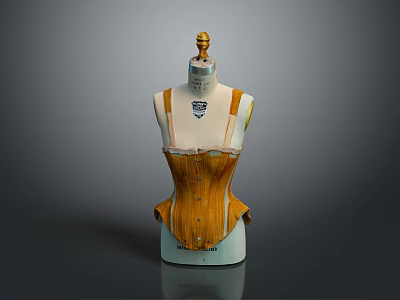 Classic Dressmaking Mannequin With Golden Top And Yellow Corset For 3d model