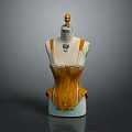 Classic Dressmaking Mannequin With Golden Top And Yellow Corset For
