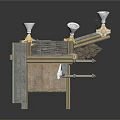 Decorative Scene Structure With Stone Slab Floor Wooden Steps And Light Fixtures