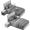 Modern Comfortable Kids Bed With Upholstered Headboard Colorful Pillows And Stuffed Toy