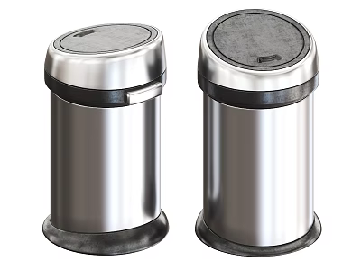 Sleek Stainless Steel Trash Cans With Lids For Home Or Office Use 3d model