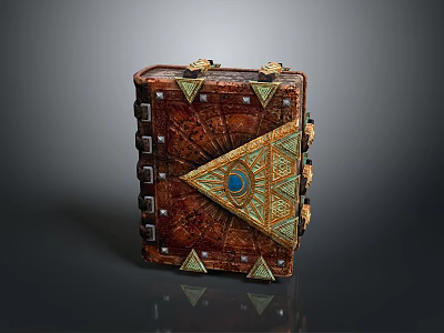 Vintage Decorative Storage Box With Leather Surface And Blue Gemstone Accents 3d model
