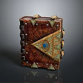 Vintage Decorative Storage Box With Leather Surface And Blue Gemstone Accents