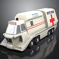 White Ambulance Vehicle With Red Cross Stripes Windows And Wheels Design