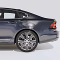 Dark Blue Luxury Sedan Side View With Sleek Body And Large Alloy Wheels
