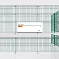 Green Metal Fence With Grid Panels And Support Posts For Security 3d model