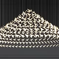Modern Chandelier With Layered Geometric Patterns And Illuminated Feather Like Design 3d model