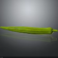 Fresh Green Okra Vegetable with Natural Texture Isolated on Dark Reflective Background