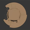 Golden Metal Tower Structure With Spiral Staircase And Top Platform Design