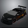 Modern Sleek Black Sports Car With Rear Spoiler Red Rims And Shiny Aerodynamic Design