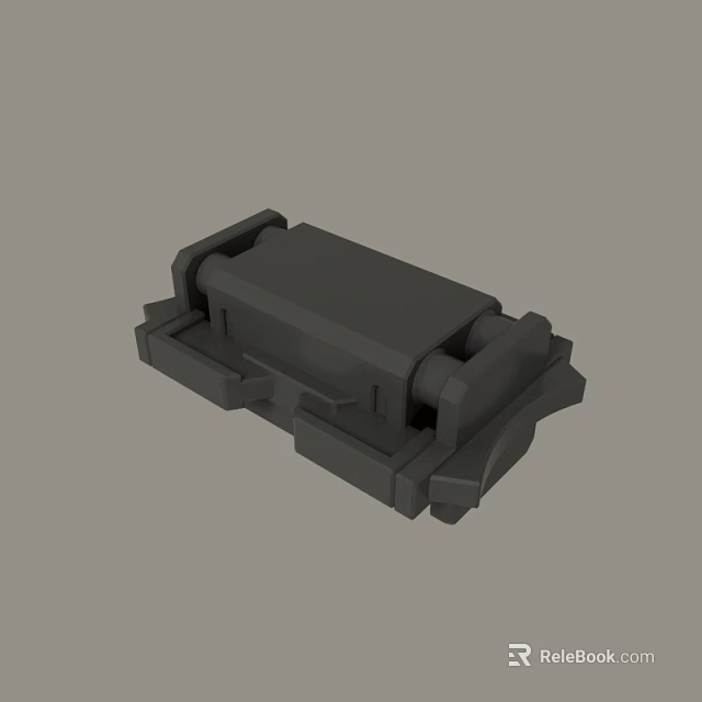 3D Model of Gray Mechanical Component With Rectangular Shape and Connecting Parts 3d model 