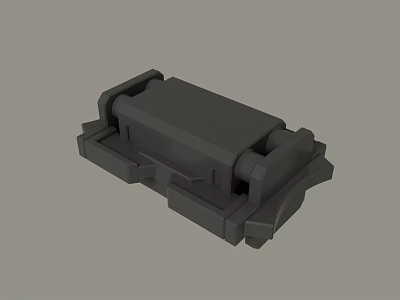 3D Model of Gray Mechanical Component With Rectangular Shape and Connecting Parts 3d model