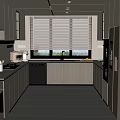 Modern Open Concept Kitchen Interior Featuring Island Counter Cabinets And Appliances