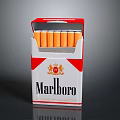 Open Marlboro Cigarette Pack With Red And White Design And Cigarettes Inside
