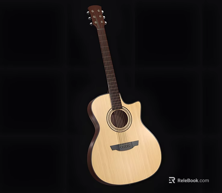 High Quality Acoustic Guitar With Natural Wooden Body And Six Steel Strings Classic Design 3d model 