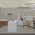 Elegant Light French Living And Dining Room Interior Design With Luxury Chandelier And Cozy Fireplace