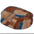Stylish Shaped Rug With Geometric Pattern Brown Beige Blue Colors For Home Decoration