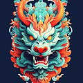 Traditional Dragon Head Carving With Vibrant Colors And Intricate Artistic Details