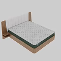 Double Bed With Upholstered White Headboard Natural Wooden Frame And Comfortable Mattress
