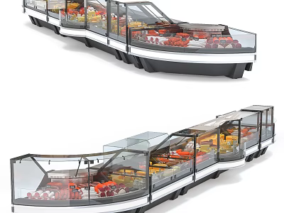 Commercial Refrigerated Display Freezers With Transparent Glass Doors And Food Storage Shelves 3d model
