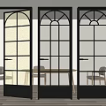 Modern Black Frame Glass Doors With Various Patterns In Interior Decor 3d model