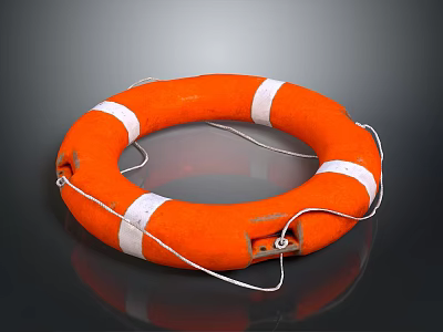 Essential Orange Lifebuoy Featuring White Stripes And Secure Rope For Daily Safety 3d model