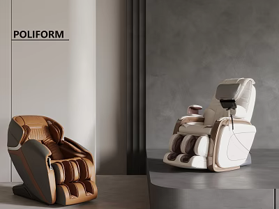 Sleek Modern Massage Chair In Brown And White Leather For Contemporary Interior Design 3d model
