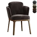 Modern Light Gray Upholstered Dining Chair With Wooden Legs And Armrests