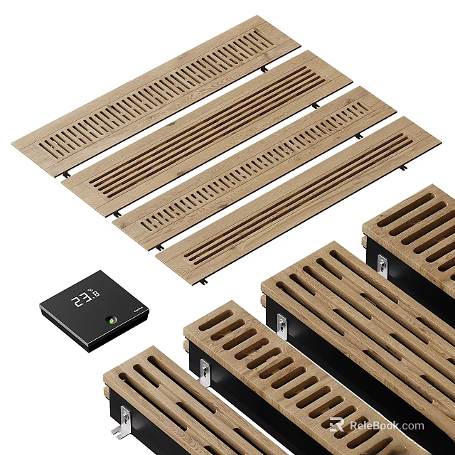 Stainless Steel Grille Drain Hardware With Multiple Slotted Panels And Temperature Display For Home Use 3d model 